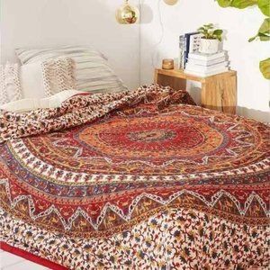 BOHEMIAN Psychedelic Floral Kerala Design Bedspread Tapestry
